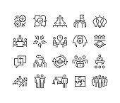 Teamwork and Interaction Icons - Classic Line Series