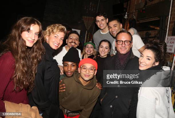 Faith Hill, Tim McGraw and daughter Audrey Caroline McGraw pose with the cast backstage at the hit musical based on the Baz Luhrmann film "Moulin...