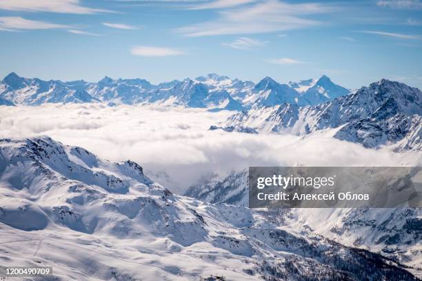 mountain view at grandvalira ski resort, andorra - andorra stock pictures, royalty-free photos & images