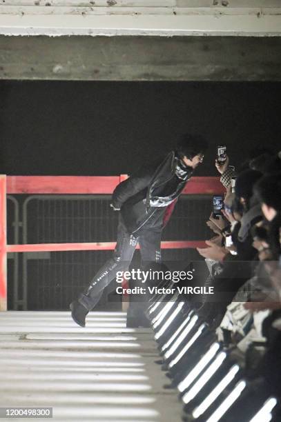 Fashion designer Takahiromiyashita walks the runway during the Soloist Menswear Fall/Winter 2020-2021 fashion show as part of Paris Fashion Week on...