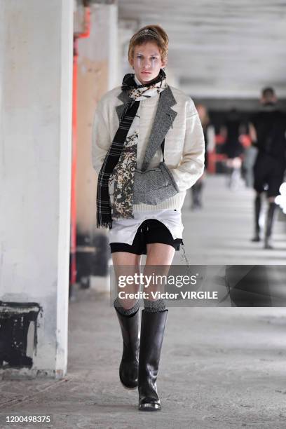 Model walks the runway during the Soloist Menswear Fall/Winter 2020-2021 fashion show as part of Paris Fashion Week on January 18, 2020 in Paris,...