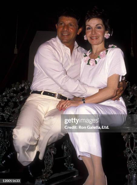 Actress Annette Funicello and Frankie Avalon attend Frankie Avalon Tour Kick-Off Concert on April 13, 1990 at Knott's Berry Farm in Buena, California.