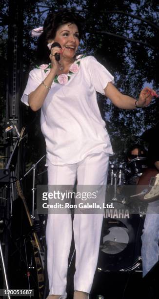 Actress Annette Funicello attends Frankie Avalon Tour Kick-Off Concert on April 13, 1990 at Knott's Berry Farm in Buena, California.