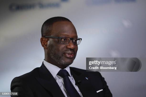 Tidjane Thiam, chief executive officer of Credit Suisse Group AG, speaks during a Bloomberg Television interview in Zurich, Switzerland, on Thursday,...