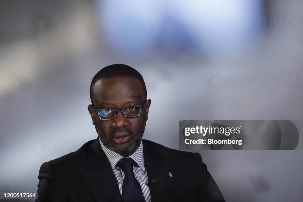 Tidjane Thiam, chief executive officer of Credit Suisse Group AG, speaks during a Bloomberg Television interview in Zurich, Switzerland, on Thursday,...