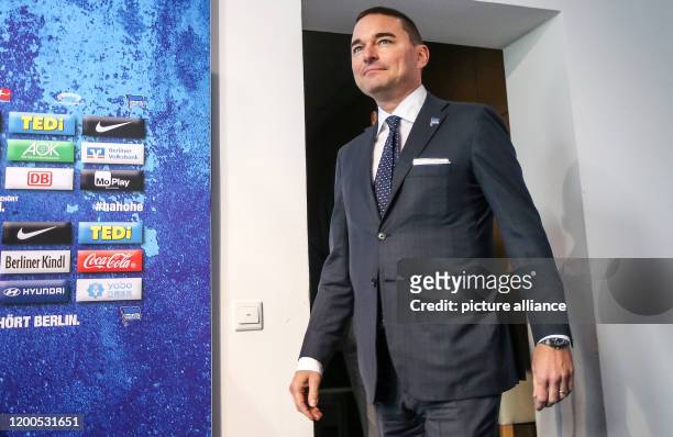 February 2020, Berlin: Bundesliga, Hertha BSC press conference: Investor Lars Windhorst comes to a press conference after the resignation of coach...