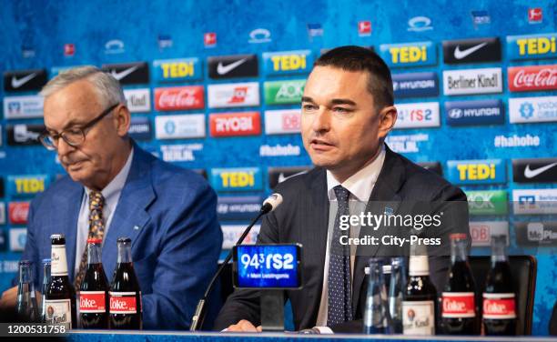 President Werner Gegenbauer and Investor Lars Windhorst during the press conference on february 13, 2020 in Berlin, Germany.