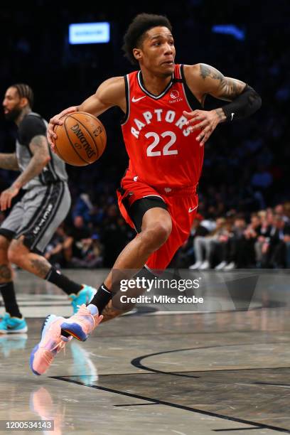 Patrick McCaw of the Toronto Raptors in action against the Brooklyn Nets at Barclays Center on February 12, 2020 in New York City.Brooklyn Nets...