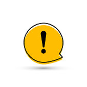 Exclamation mark sign icon. Attention speech bubble symbol. Round colourful 11 buttons. Vector icon