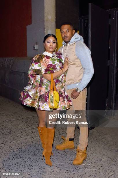 Nicki Minaj and husband Kenneth Petty seen at a Marc Jacobs NYFW event in Manhattan on February 12, 2020 in New York City.