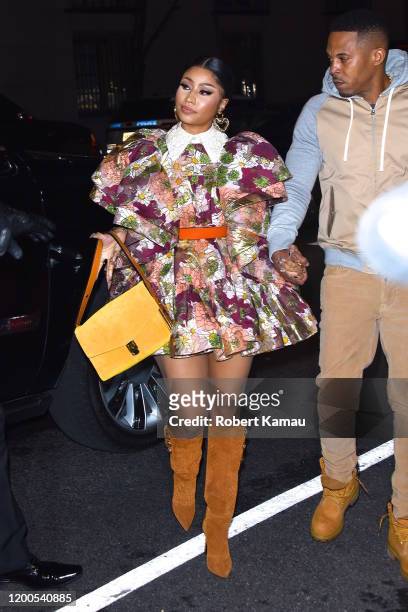 Nicki Minaj and husband Kenneth Petty seen at a Marc Jacobs NYFW event in Manhattan on February 12, 2020 in New York City.