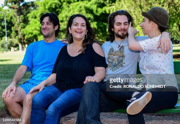 Argentinian Gabriel Lopez , May Ferreira , Federico Franco and Deb Barreiro pose for a picture at Avellaneda Park, in Buenos Aires, on February 4,...
