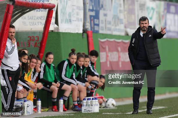 Alessandro Spugna manager of Juventus Women U19 gestures during the Viareggio Women's Cup match between Juventus U19 and FC Internazionale U19 on...
