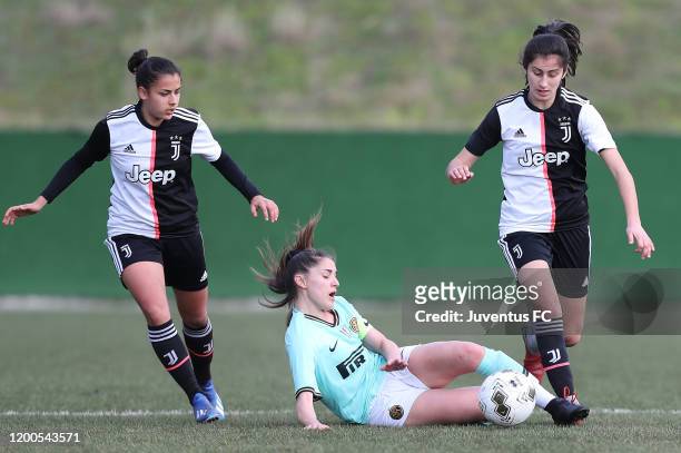Nicole Sciberras and Melissa Bellucci of Juventus Women U19 in action during the Viareggio Women's Cup match between Juventus U19 and FC...