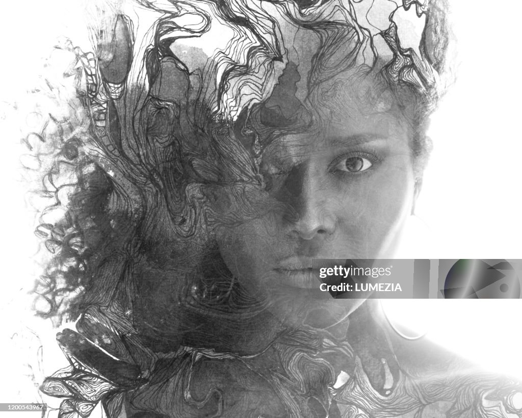 Paintography. A portrait combined with a hand drawn element
