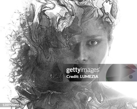 Paintography. A portrait combined with a hand drawn element Paintography. A portrait combined with a hand drawn element