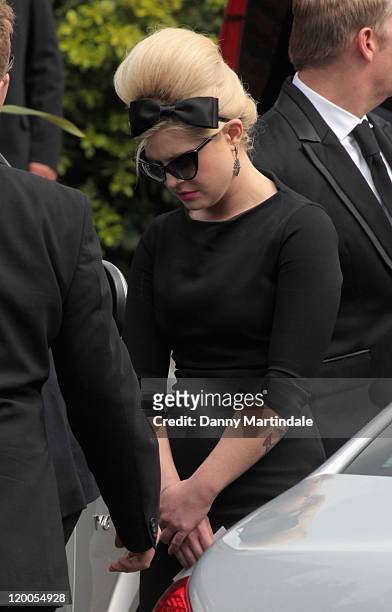 Kelly Osbourne attends a service for the cremation of Amy Winehouse at Golders Green Crematorium on July 26, 2011 in London, England.