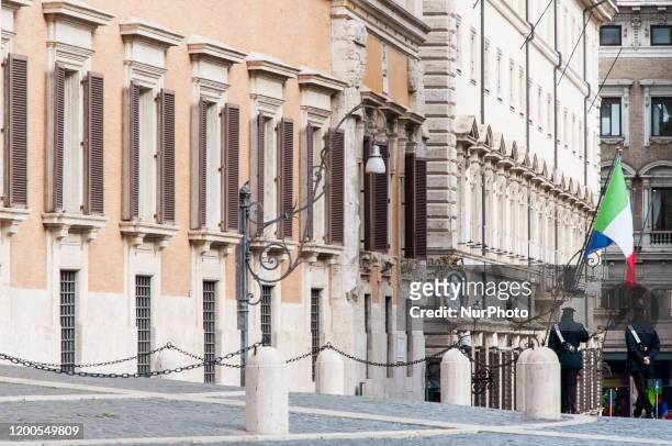 View of Palazzo Chigi is the seat of the Italian government. On February 13 , 2020 in Rome, Italy