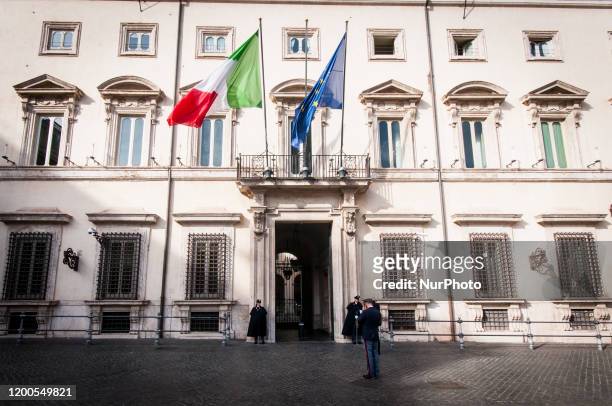 View of Palazzo Chigi is the seat of the Italian government. On February 13 , 2020 in Rome, Italy