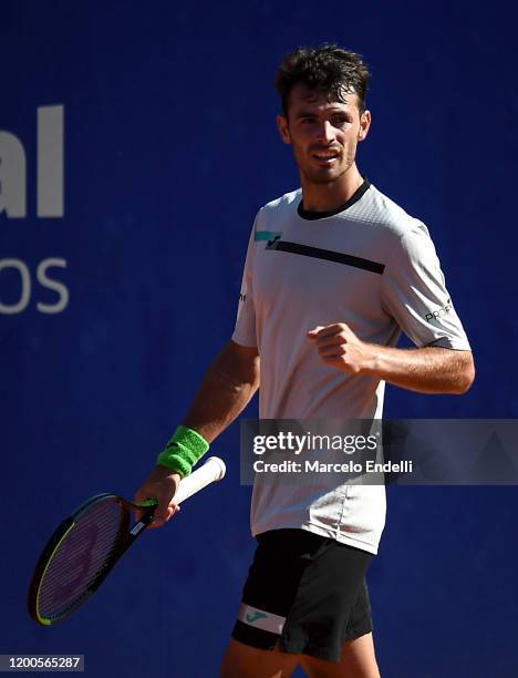 Juan Ignacio Londero of Argentina celebrates after winning a match against Laslo Djere of Serbia during day 4 of ATP Buenos Aires Argentina Open at...