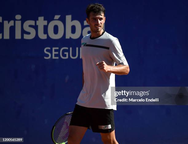 Juan Ignacio Londero of Argentina celebrates after winning a match against Laslo Djere of Serbia during day 4 of ATP Buenos Aires Argentina Open at...