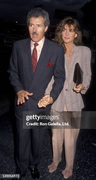 Alex Trebek and wife Jean Currivan attend the opening of "Jackie Mason - Brand New" on May 30, 1990 at the Henry Fonda Theater in Hollywood,...