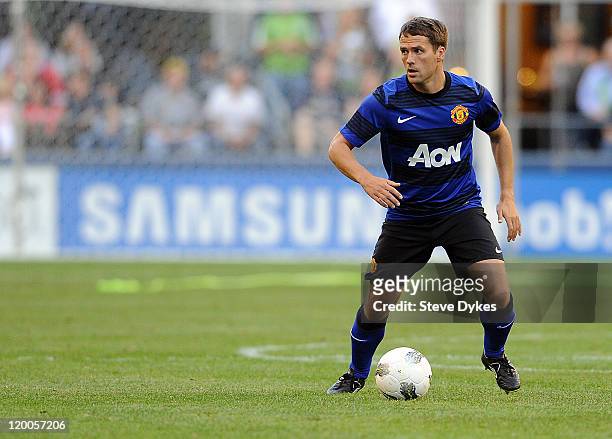Michael Owen of Manchester United passes the ball during the first half of the game against the Seattle Sounders FC at CenturyLink Field on July 20,...