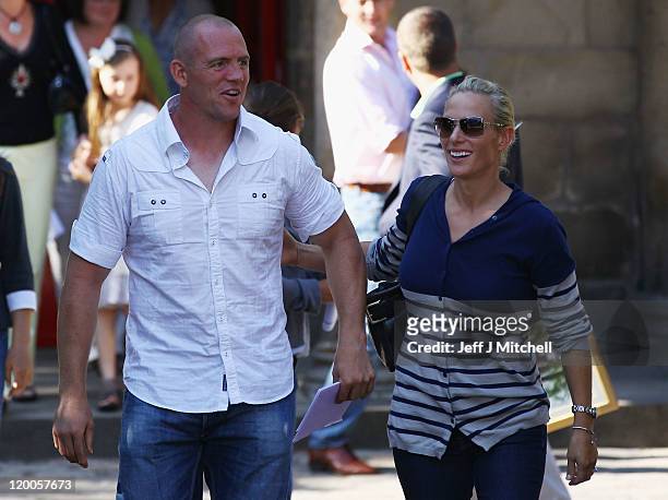 Zara Phillips and Mike Tindall leave their royal wedding rehearsal at Canongate Kirk on July 29, 2011 in Edinburgh, Scotland. The Queen's...