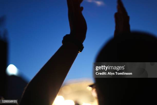Festival Goers At Glastonbury Festival 2011, Foto de stock
