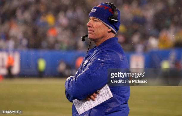 Head coach Pat Shurmur of the New York Giants in action against the Philadelphia Eagles at MetLife Stadium on December 29, 2019 in East Rutherford,...