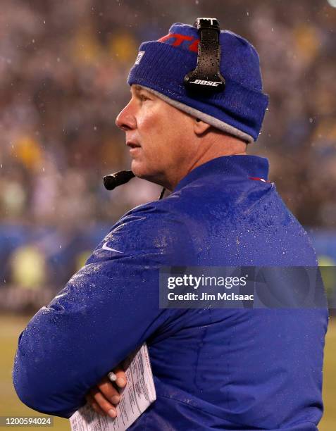 Head coach Pat Shurmur of the New York Giants in action against the Philadelphia Eagles at MetLife Stadium on December 29, 2019 in East Rutherford,...