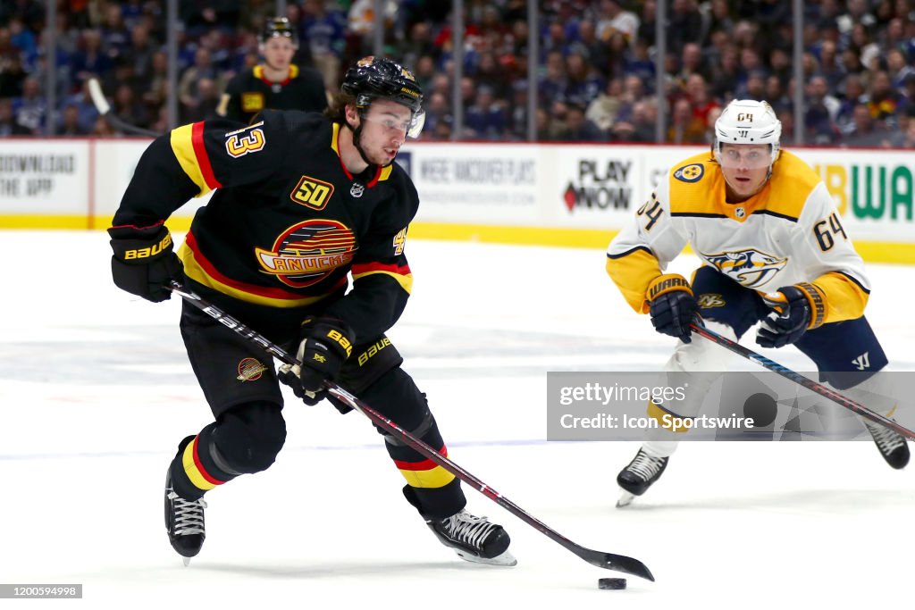NHL: FEB 10 Predators at Canucks