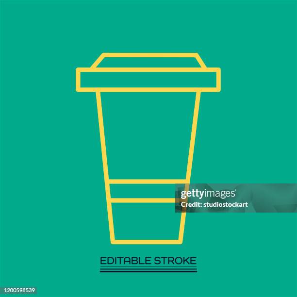 take away coffee cup line icon with editable stroke and pixel perfect. - making espresso stock illustrations