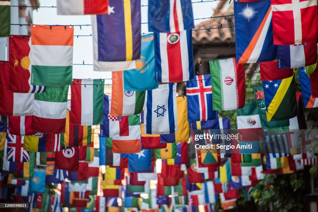 Country flags bunting in Cartagena
