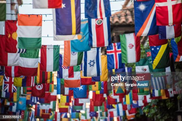 country flags bunting in cartagena - flags of the world bildbanksfoton och bilder