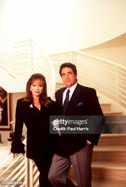 Jackie Collins and boyfriend, Frank Calcagnini at Jackie's new home she designed herself,July 29,1995 Beverly Hills, Los Angeles, California