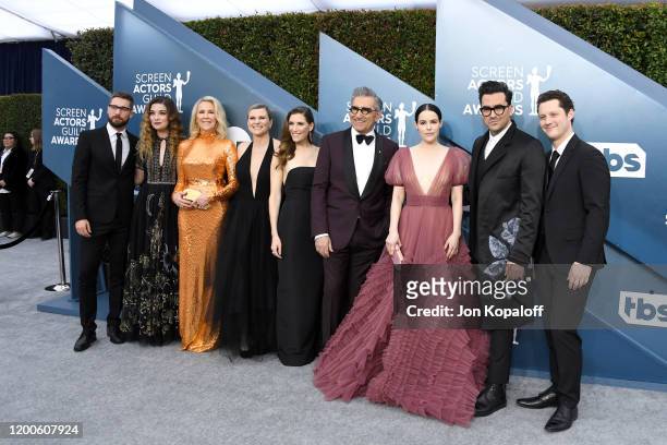 The cast of Schitt's Creek attends the 26th Annual Screen Actors Guild Awards at The Shrine Auditorium on January 19, 2020 in Los Angeles, California.