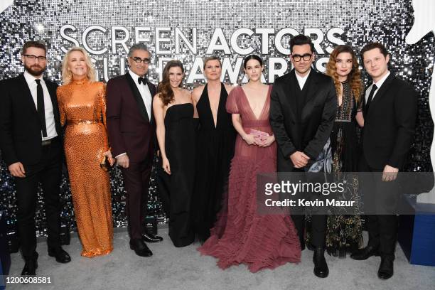 Dustin Milligan, Catherine O'Hara, Eugene Levy, Sarah Levy, Jennifer Robertson, Emily Hampshire, Daniel Levy, Annie Murphy and Noah Reid attend the...