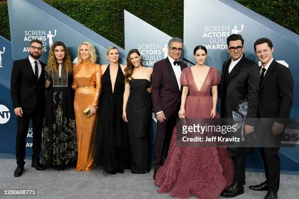 Dustin Milligan, Annie Murphy, Catherine O'Hara, Jennifer Robertson, Sarah Levy, Eugene Levy, Emily Hampshire, Dan Levy, and Noah Reid attends the...