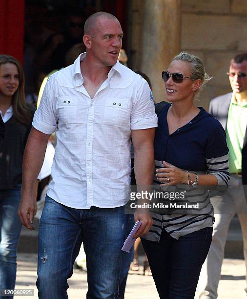 Zara Phillips and Mike Tindall attend their wedding rehearsal at Canongate Kirk on July 29, 2011 in Edinburgh, Scotland.