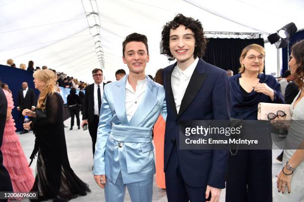 Noah Reid and Finn Wolfhard attend the 26th Annual Screen Actors Guild Awards at The Shrine Auditorium on January 19, 2020 in Los Angeles,...