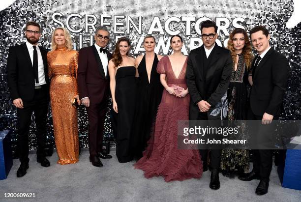 Dustin Milligan, Catherine O'Hara, Eugene Levy, Sarah Levy, Jennifer Robertson, Emily Hampshire, Dan Levy, Annie Murphy, and Noah Reid attend the...