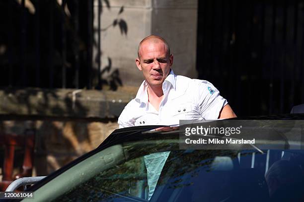 Rugby player Mike Tindall attends his wedding rehearsal to the Queen's granddaughter Zara Phillips at Canongate Kirk ahead of their wedding tomorrow...