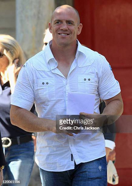 Mike Tindall leaves Canongate Kirk after a wedding rehearsal on July 29, 2011 in Edinburgh, Scotland. The Queen's granddaughter Zara Phillips will...