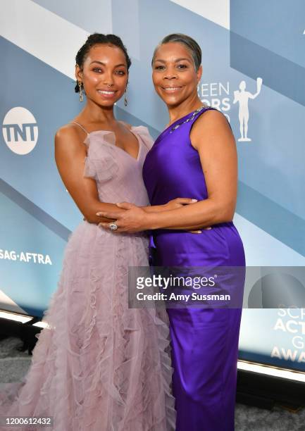 Logan Browning and Lynda Browning attend the 26th Annual Screen Actors Guild Awards at The Shrine Auditorium on January 19, 2020 in Los Angeles,...