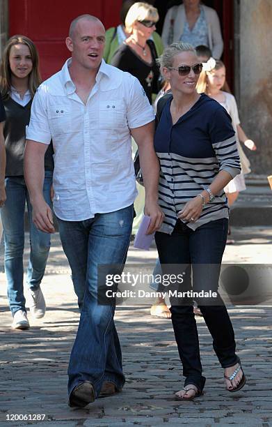 Zara Phillips and Mike Tindall attend the royal wedding rehearsal at the Canongate Kirk, on July 29, 2011 in Edinburgh, Scotland.