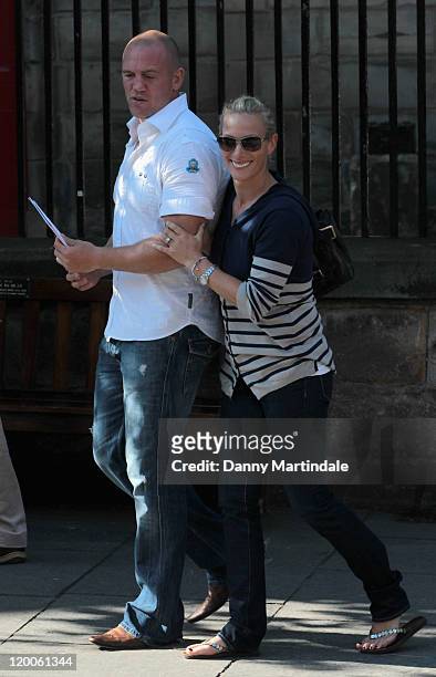 Zara Phillips and Mike Tindall attend the royal wedding rehearsal at the Canongate Kirk, on July 29, 2011 in Edinburgh, Scotland.