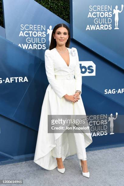 Millie Bobby Brown attends the 26th Annual Screen Actors Guild Awards at The Shrine Auditorium on January 19, 2020 in Los Angeles, California.
