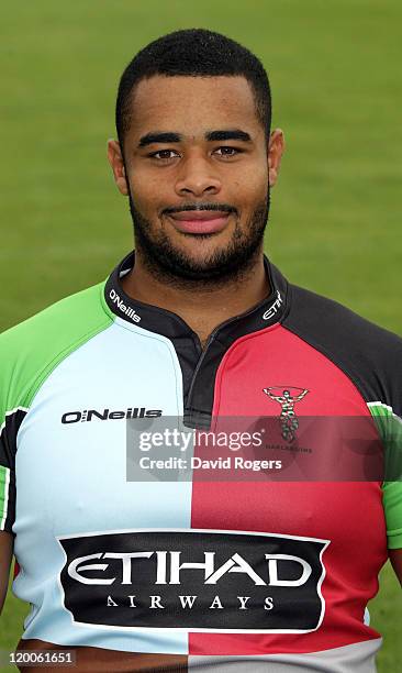 Darryl Marfo of Harlequins poses for a portrait at the photocall held at Surrey University on July 29, 2011 in Guildford, England.