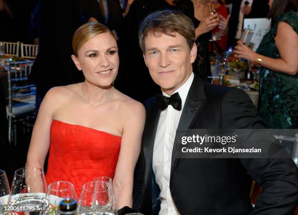 Anna Paquin and Stephen Moyer attend the 26th Annual Screen Actors Guild Awards at The Shrine Auditorium on January 19, 2020 in Los Angeles,...